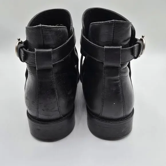 Ariat Windsor womans black leather strappy buckle ankle boots booties size 8